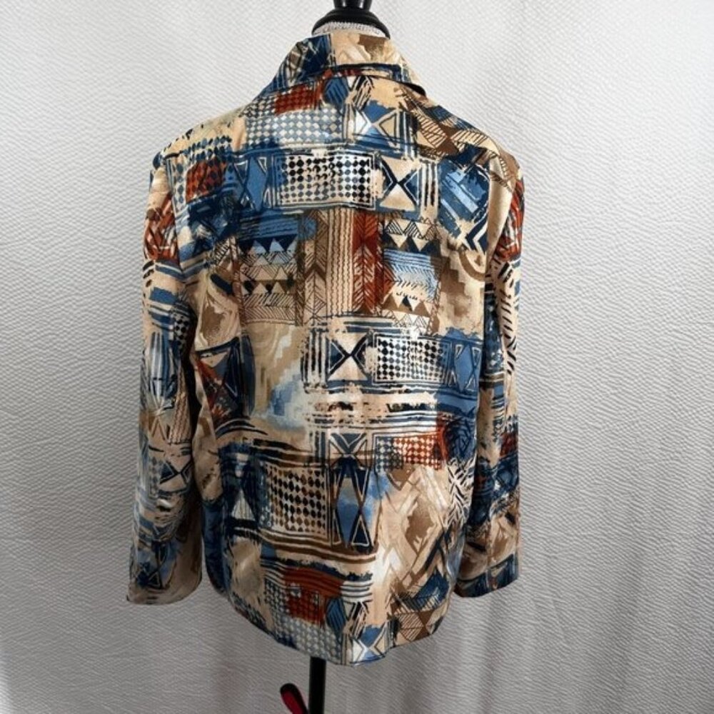 Alfred Dunner Abstract Super Soft Southwestern Full Zip Lined Pockets Jacket - Picture 6 of 9